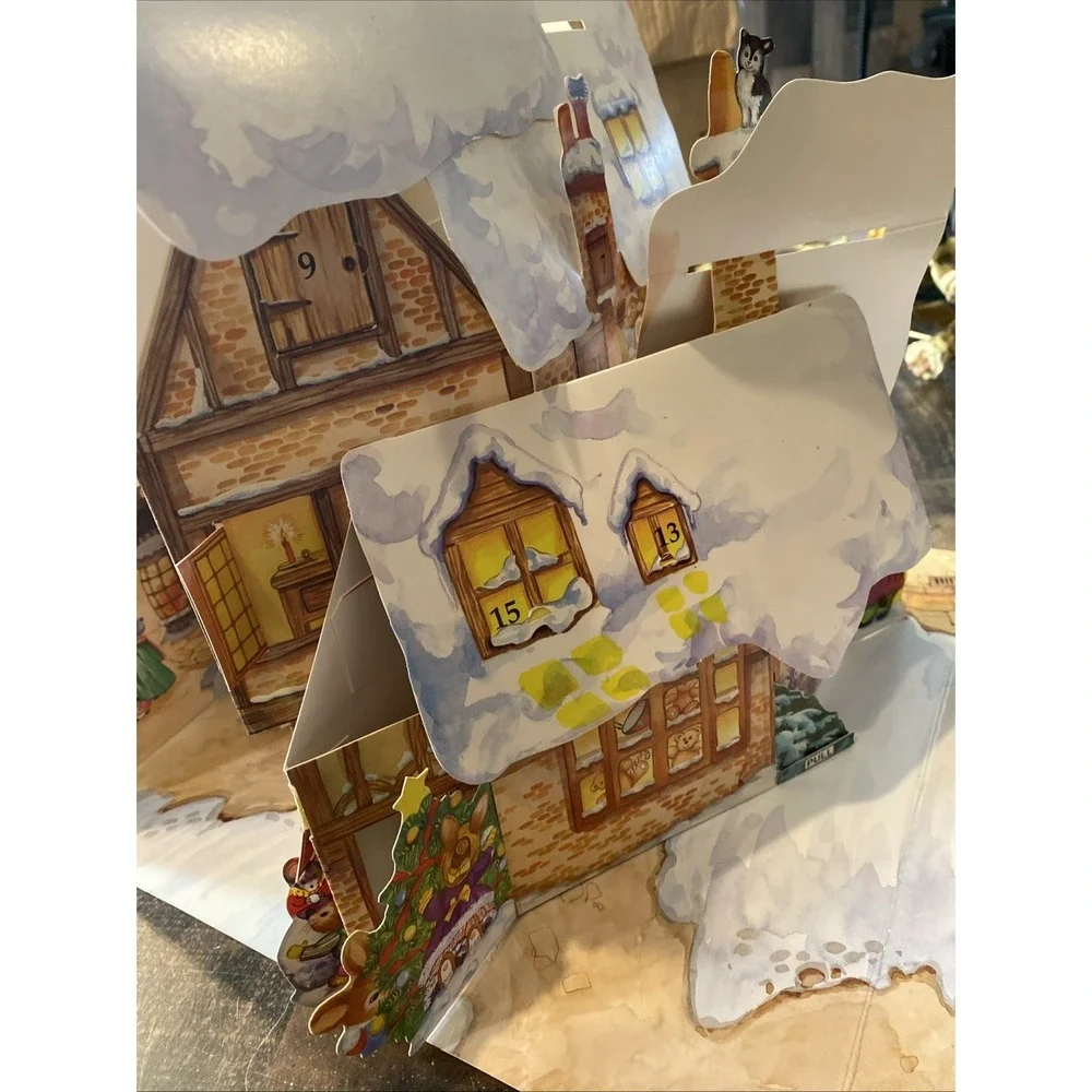 Vintage 1994 Victorian Christmas Pop-Up Advent Calendar Village 3D Countdown New